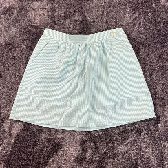 Lilly Pulitzer Mimosa Skirt Mini Lined Seersucker Shorely Blue Striped Sz S NWT - Picture 1 of 9